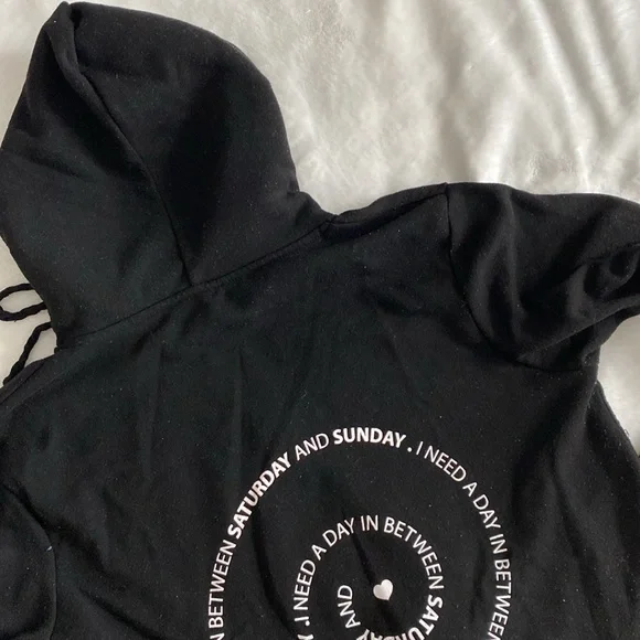 Black “Weekend Lover” full body zipper fleece hoodie - Picture 3 of 17